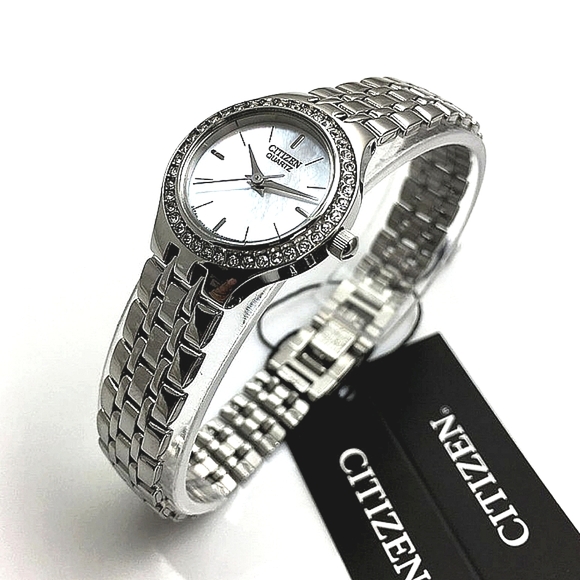 NWT CITIZEN WOMEN'S WATCH EJ6040-51D, w/ MOTHER OF PEARL & SWAROVSKI CRYSTALS - Picture 4 of 10
